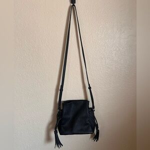 Black Drawstring Pouch Faux Leather Bag